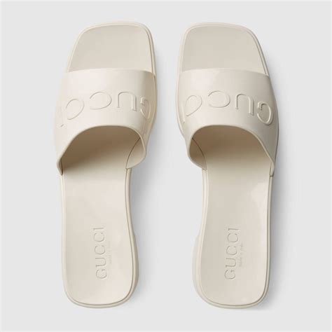 gucci rubber slide sandal white|Gucci rubber slide sandals outfit.